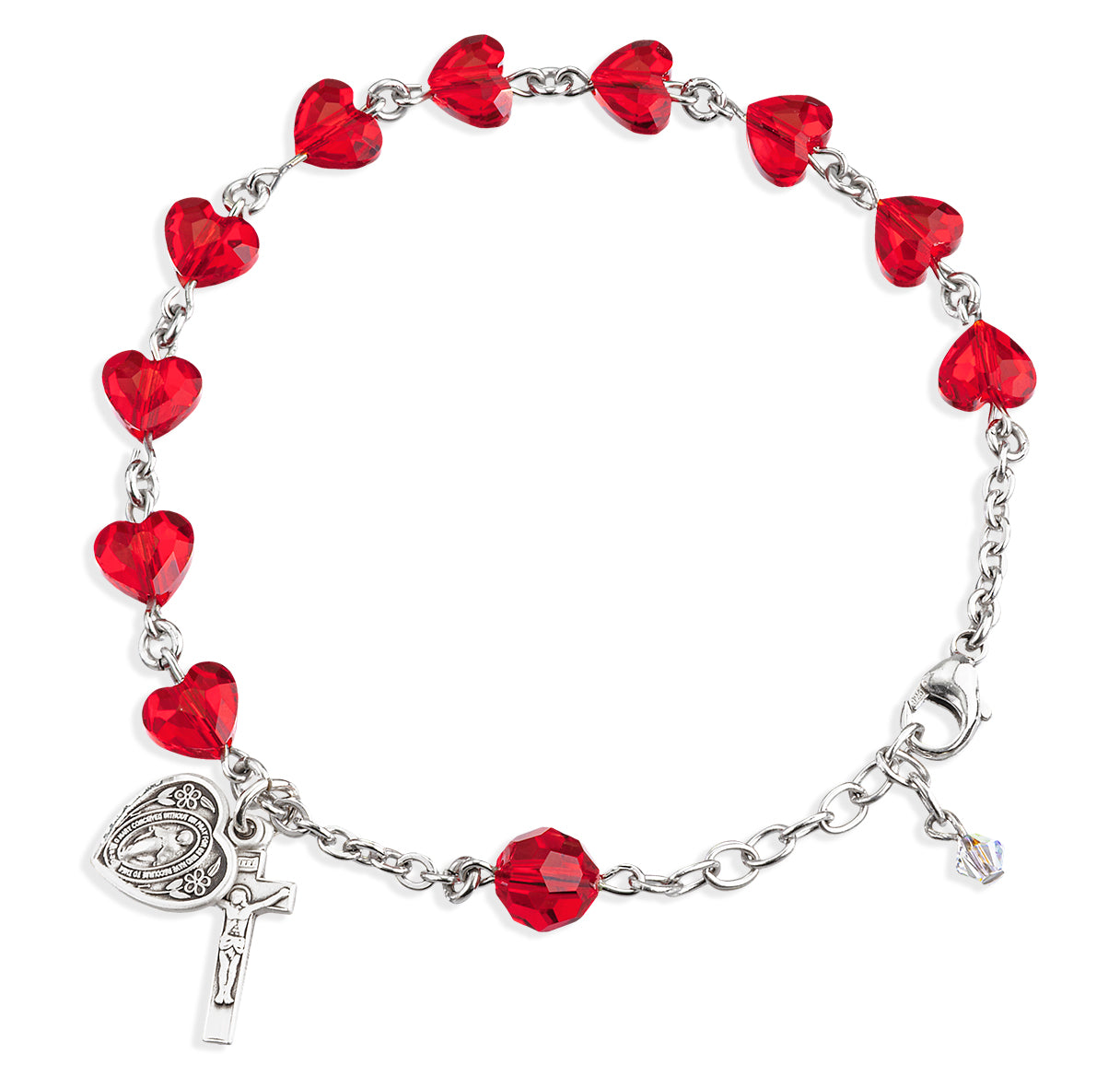 Red Swarovski Crystal Heart Bracelet