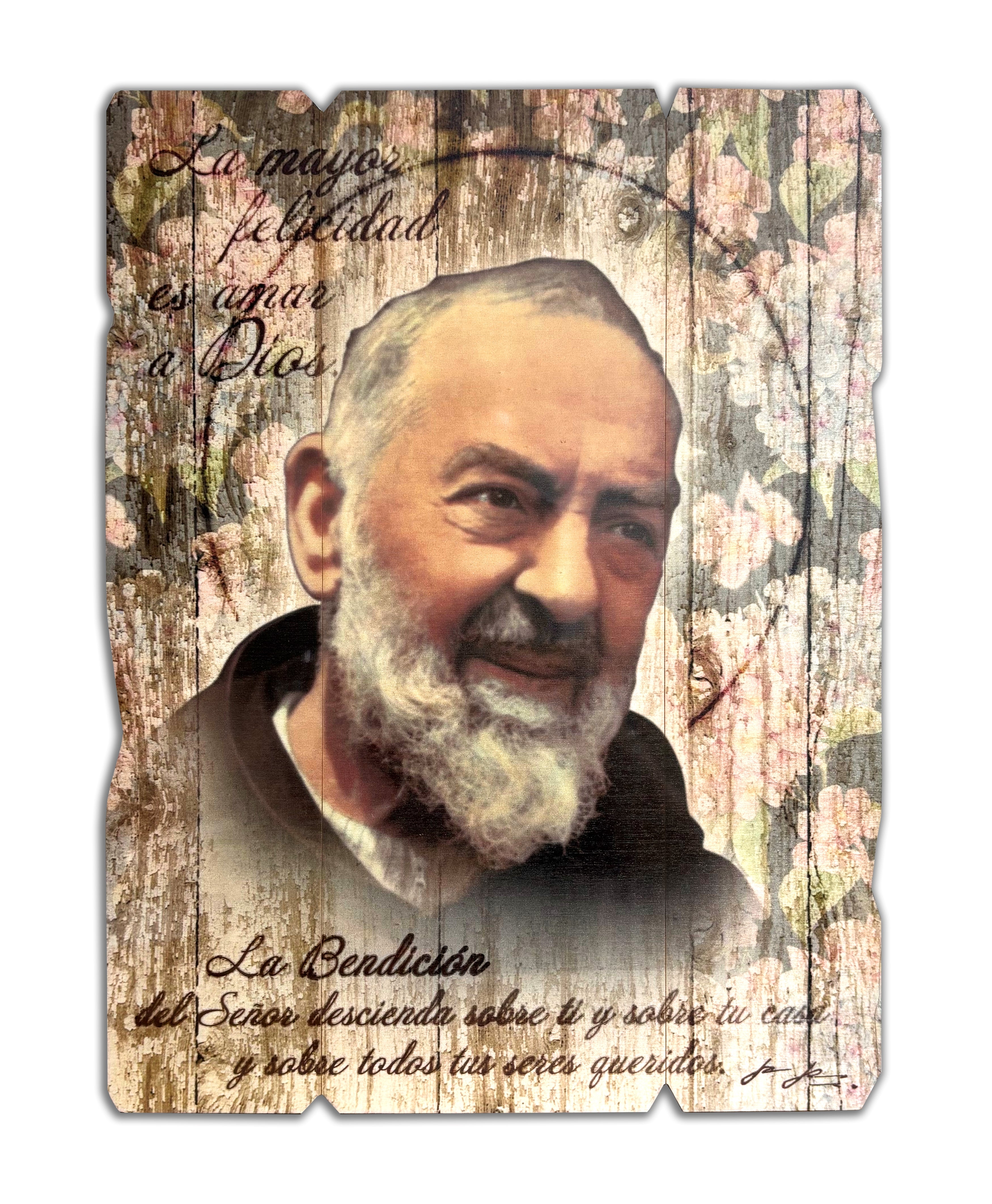 Wooden Pallet Sign with Padre Pio's Portrait