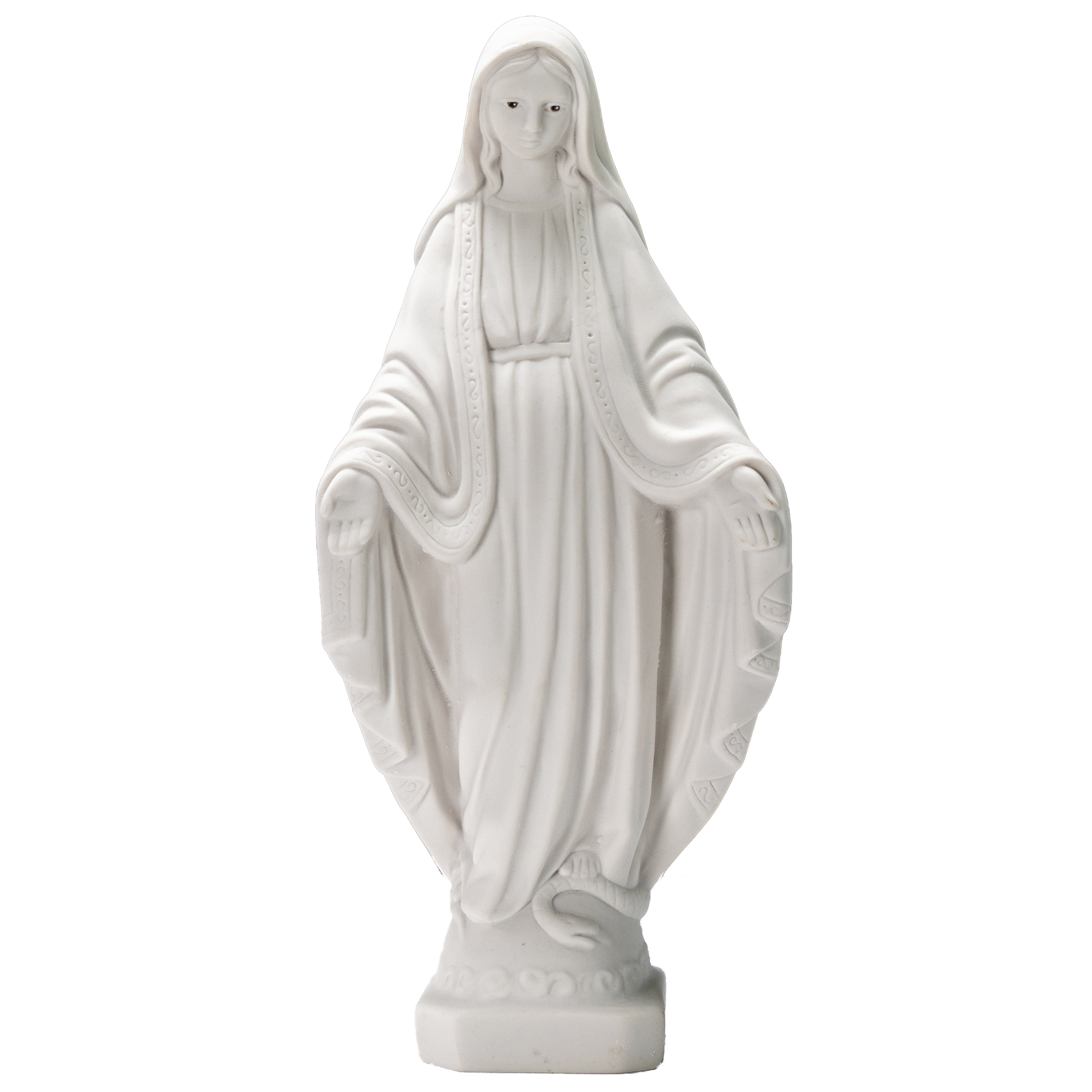 Lady of Grace - Miraculous Mary all White with hand painted eyes - Made in Italy - Our Tuscany Collection -  Virgen La Milagrosa Blanca con ojos pintados a mano