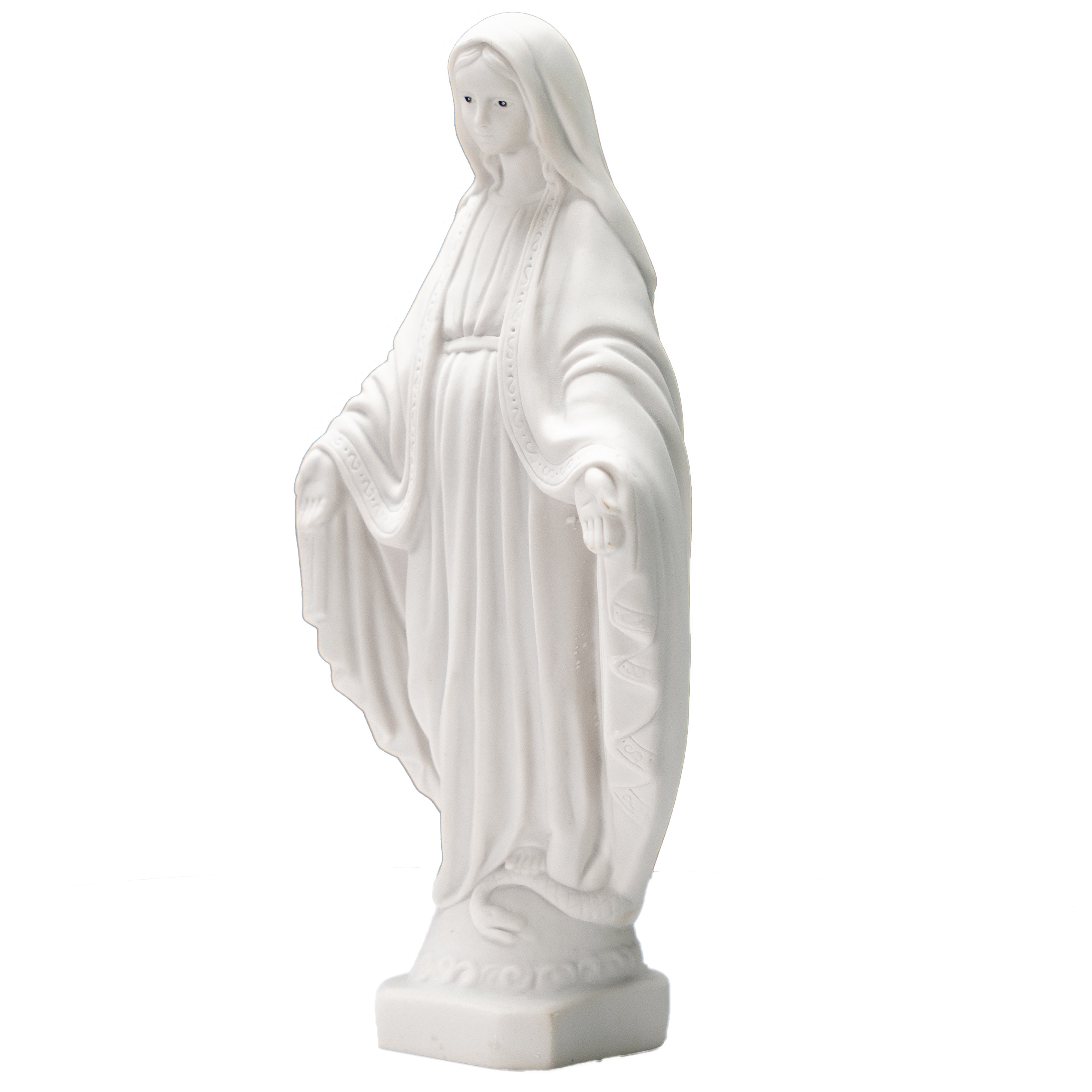 Lady of Grace - Miraculous Mary all White with hand painted eyes - Made in Italy - Our Tuscany Collection -  Virgen La Milagrosa Blanca con ojos pintados a mano