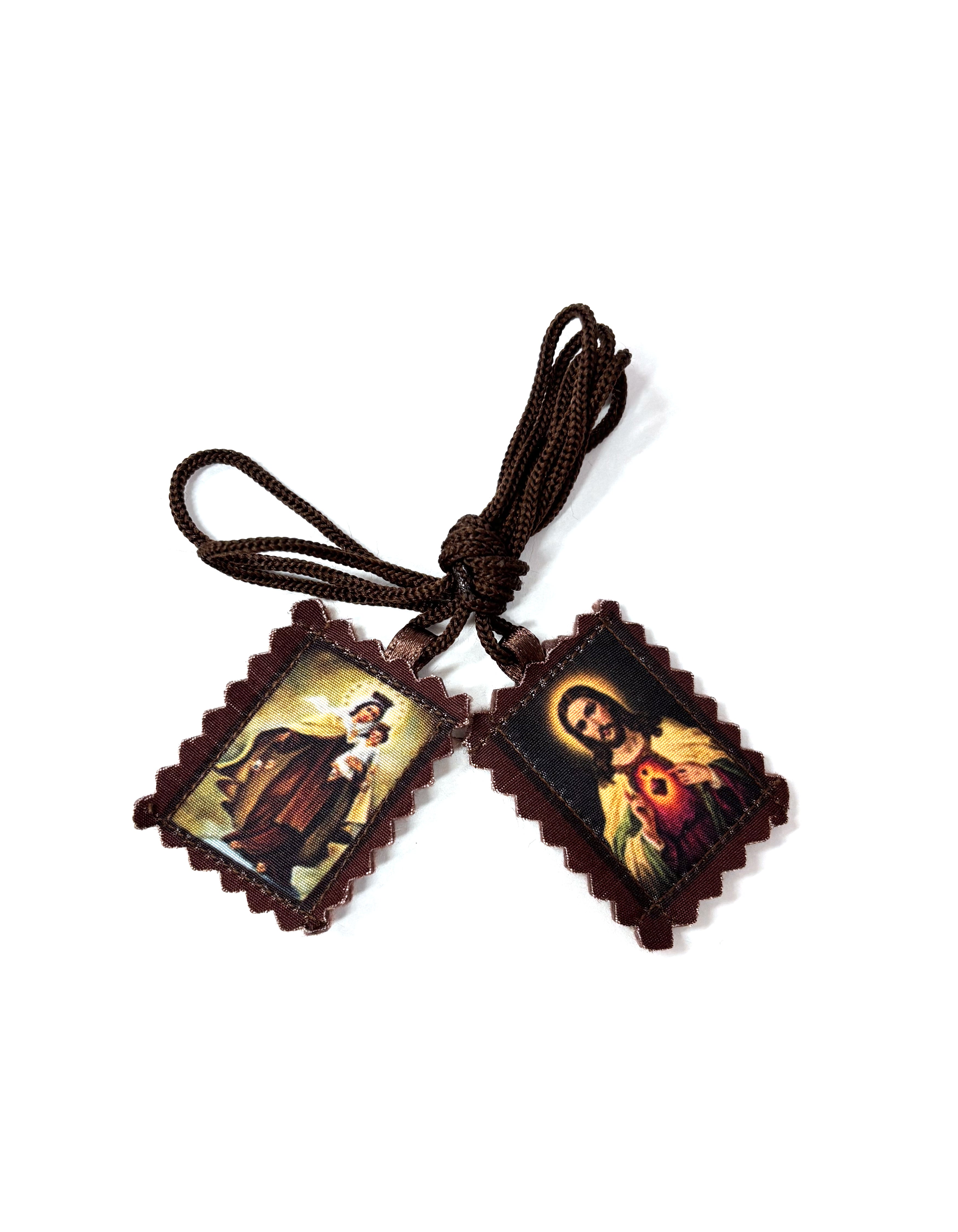 Wool photoengraving scapular of Our Lady of Mt Carmel