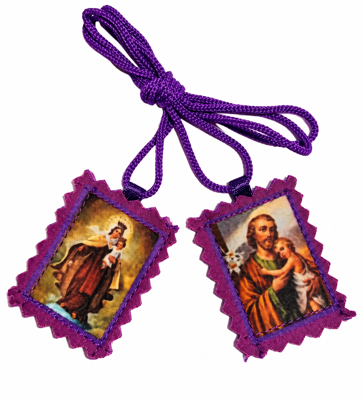 Purple Scapular of Our Lady of Mt Carmel and Saint Joseph