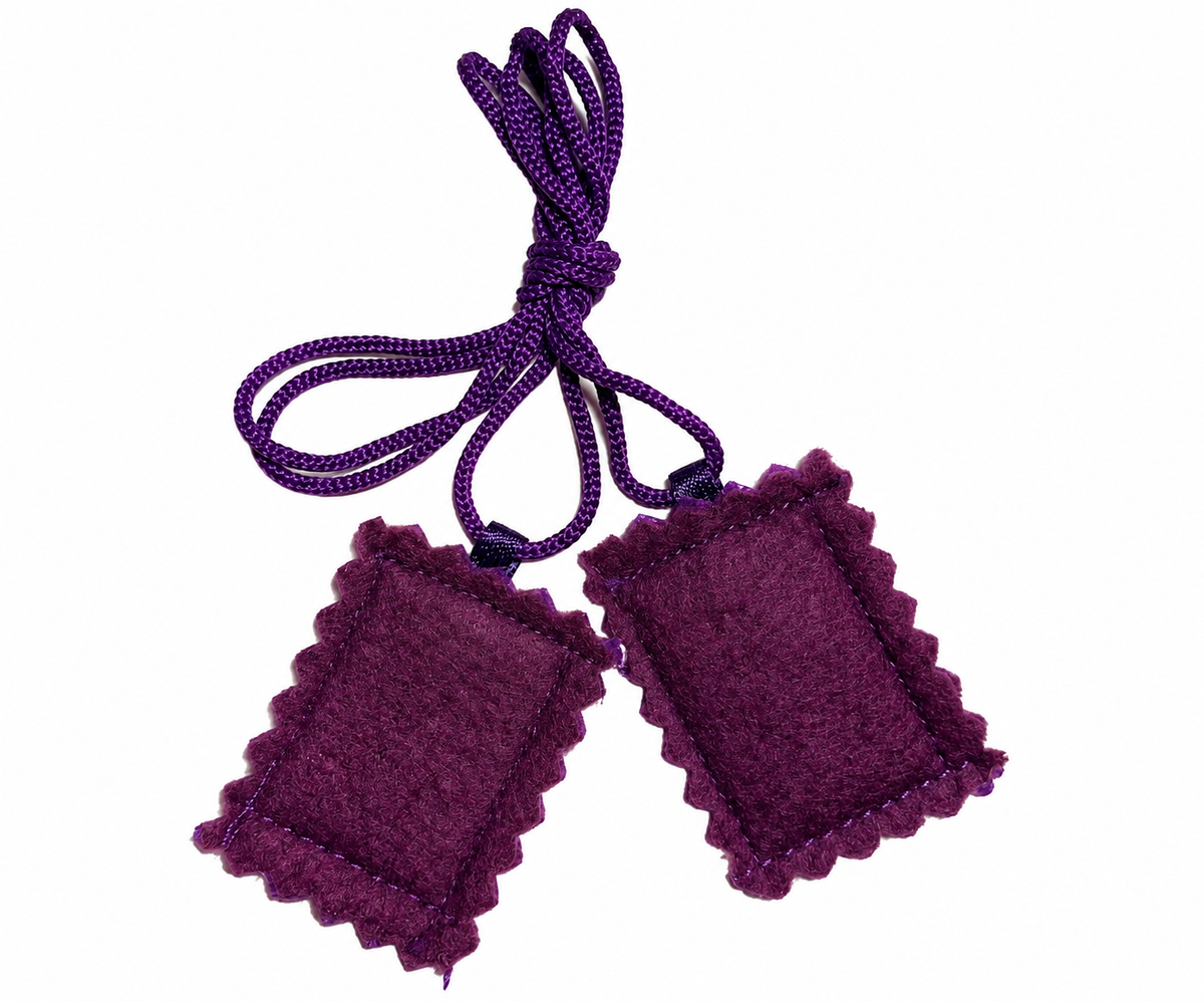 Purple Scapular of Our Lady of Mt Carmel and Saint Joseph