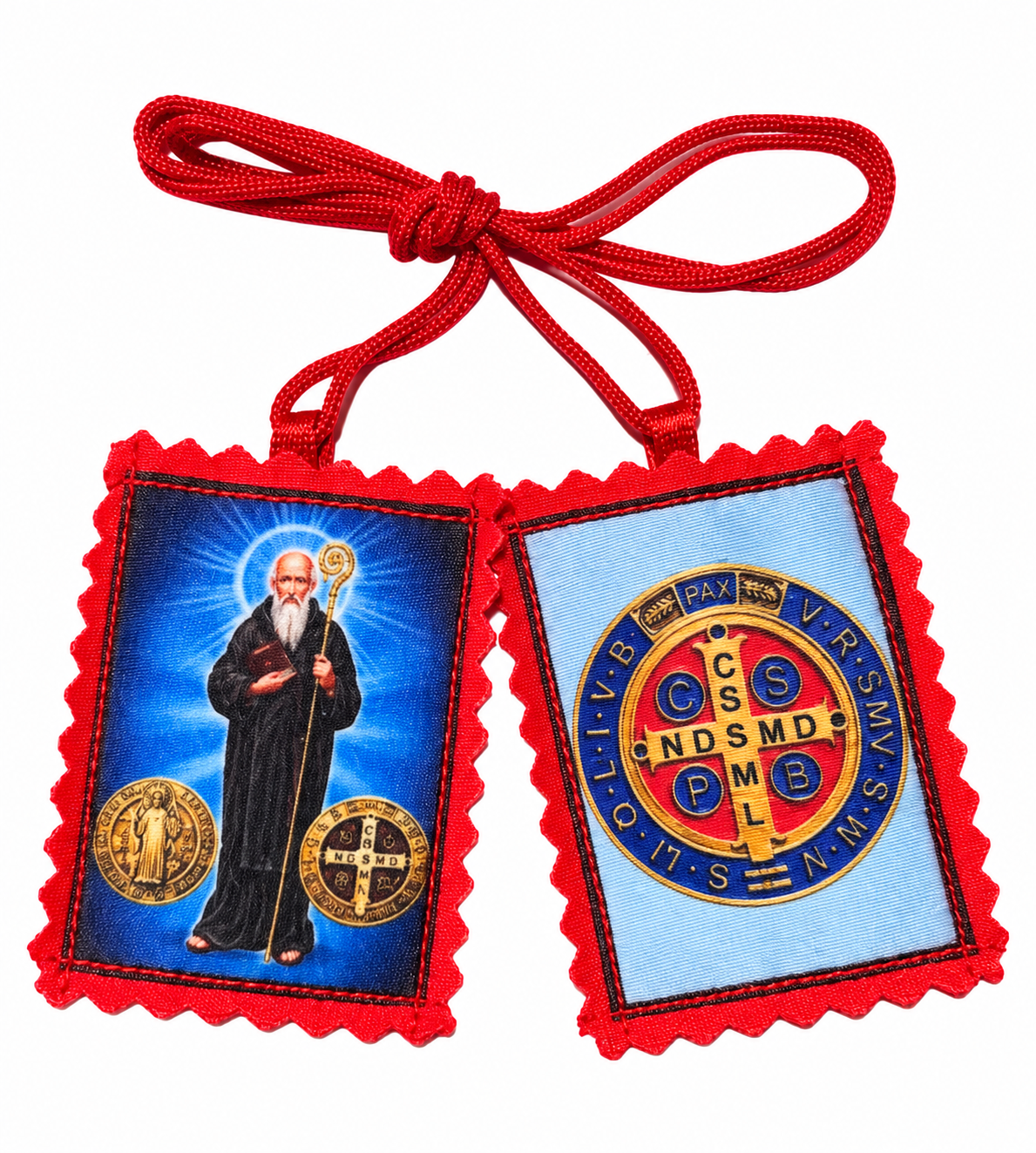 Red Saint Benedict medal scapular, Escapulario medalla de San Benito