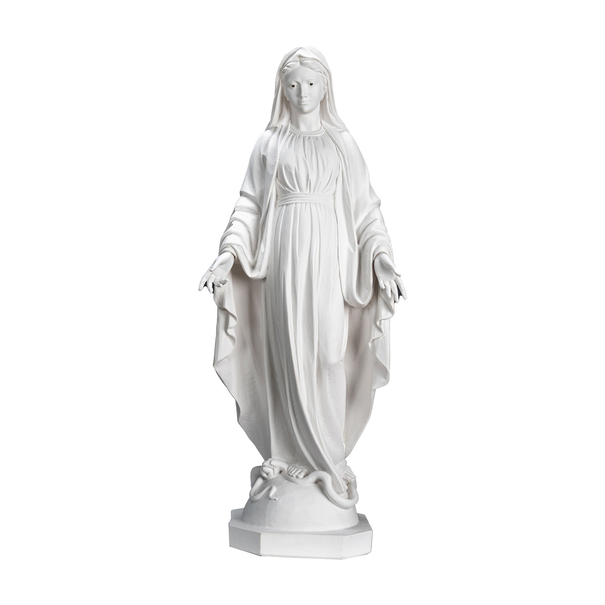 Lady of Grace - Miraculous Mary all White with hand painted eyes - Made in Italy - Our Tuscany Collection -  Virgen La Milagrosa Blanca con ojos pintados a mano