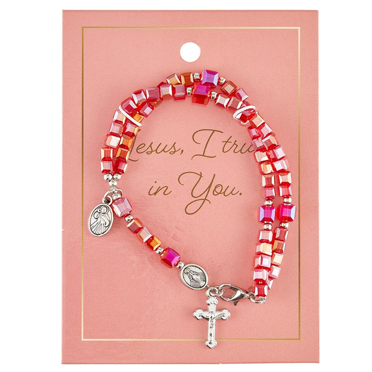 Divine Mercy Rhinestone Rosary Bracelet