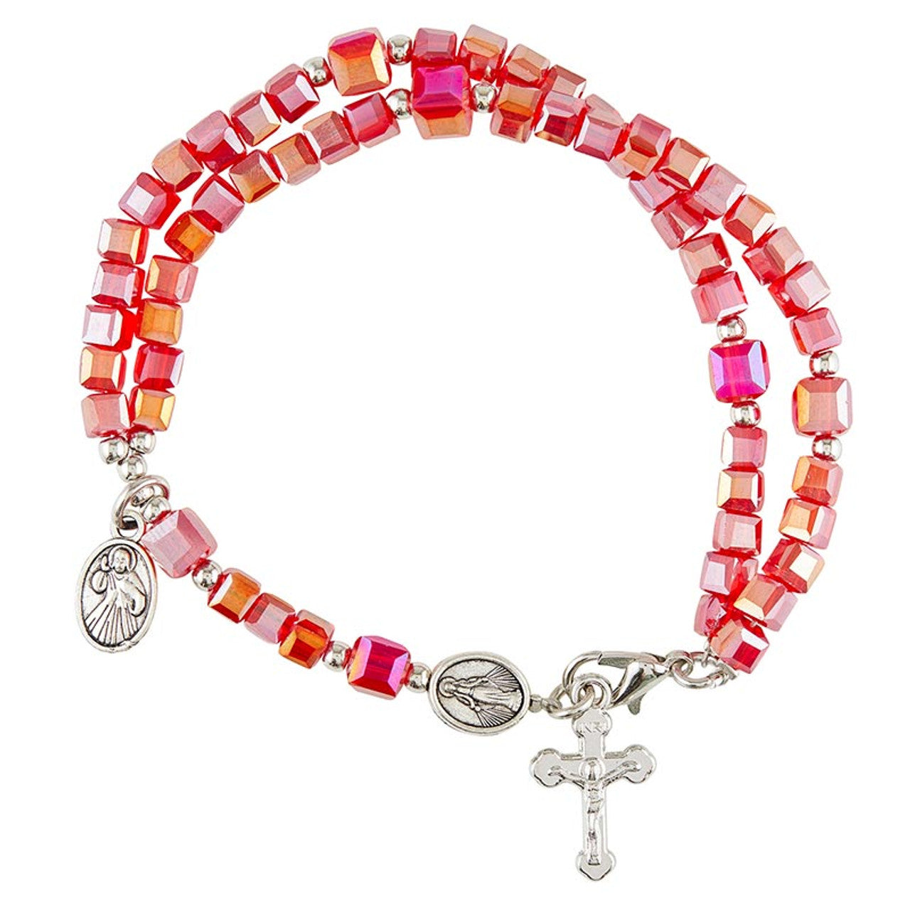 Divine Mercy Rhinestone Rosary Bracelet