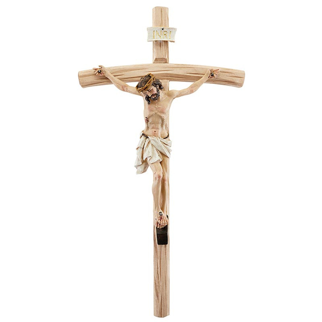 Val Gardena Wood Crucifix with Hand Painted Corpus