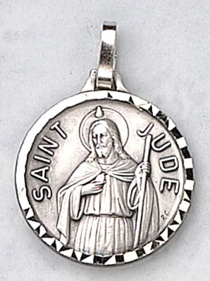 St. Jude Medal with Chain – French Nickel Silver – 7/8"
