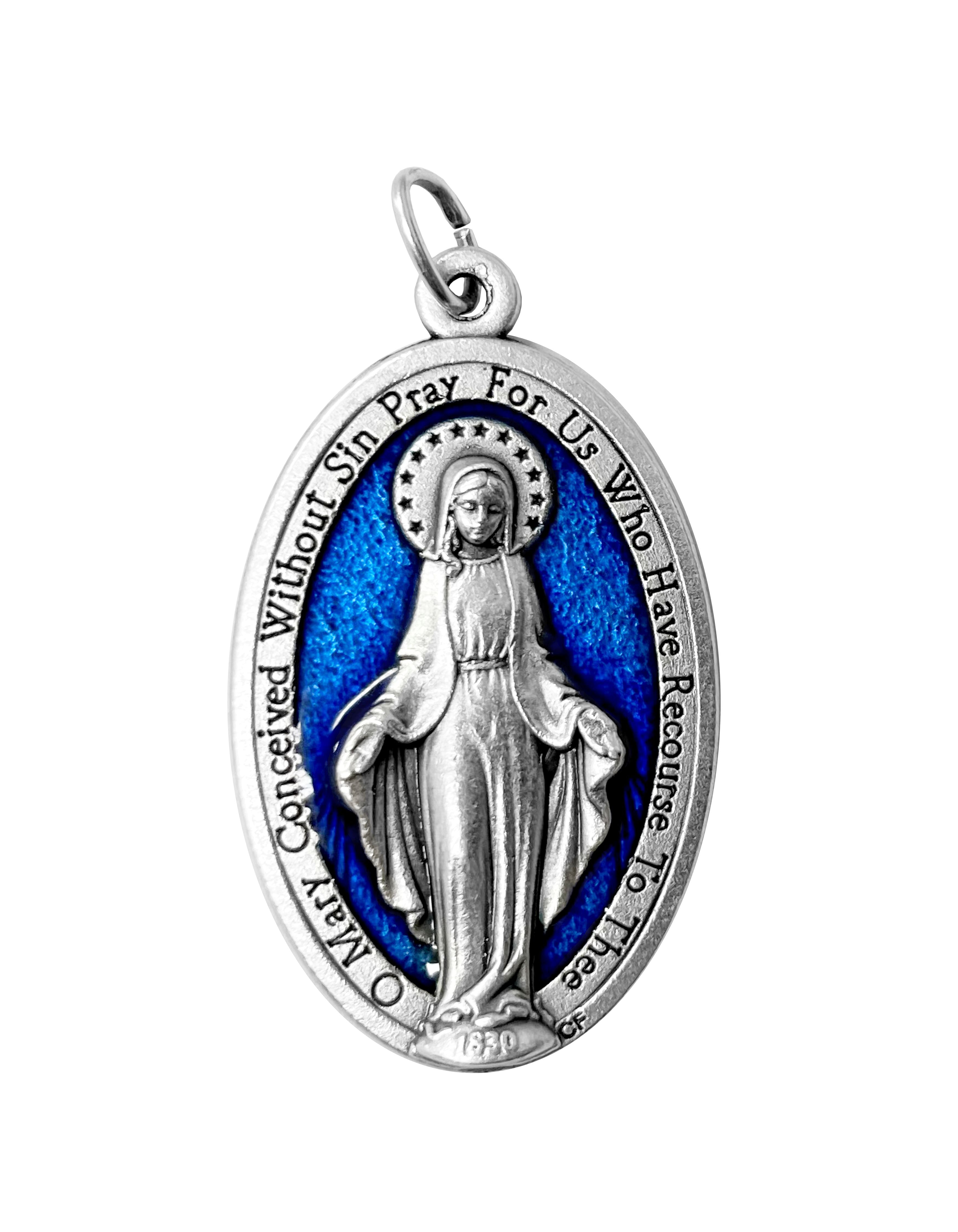 1.4" Blue enamel Our Lady of Grace medal
