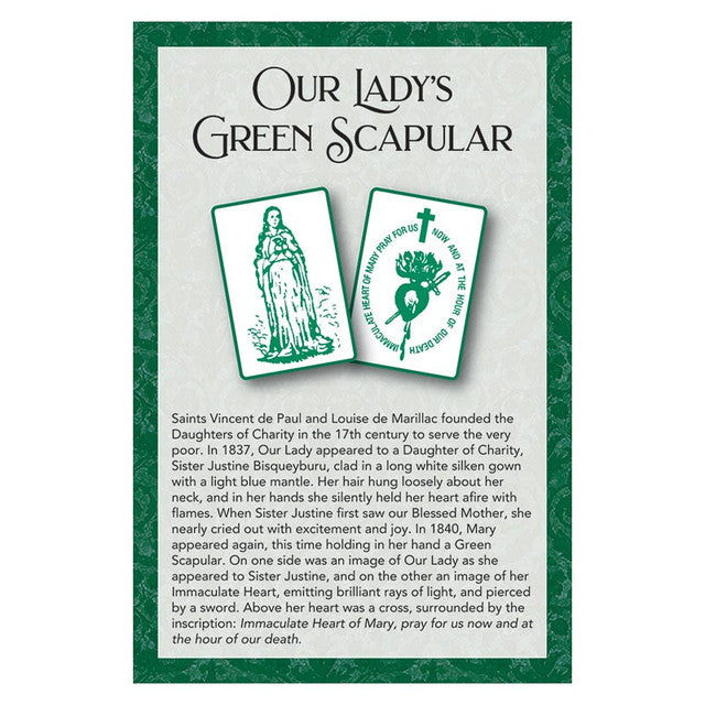 Cordless Green Scapular with Card