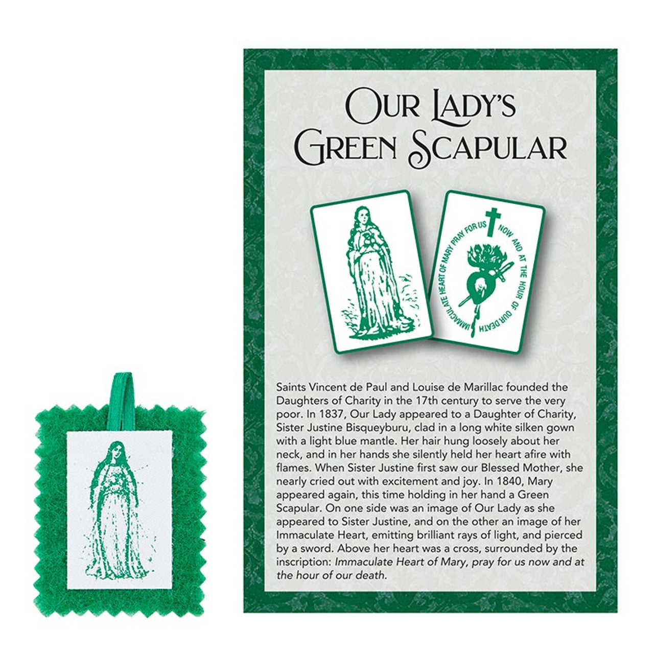 Cordless Green Scapular with Card