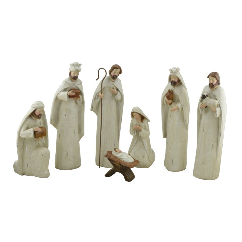 Ivory Nativity Set Polyresin  12" (7Pcs)