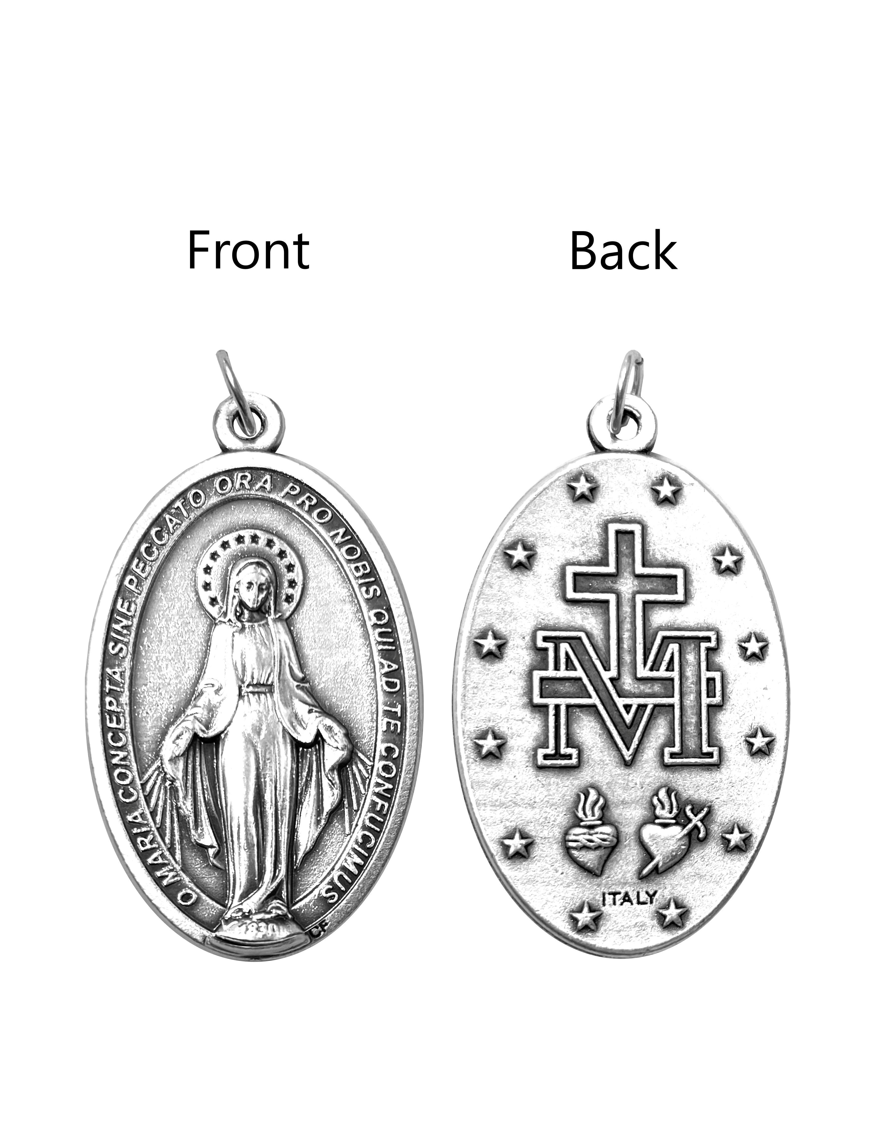 Saints Medals in oxidized silver made in Italy 1.5" x 1.0"