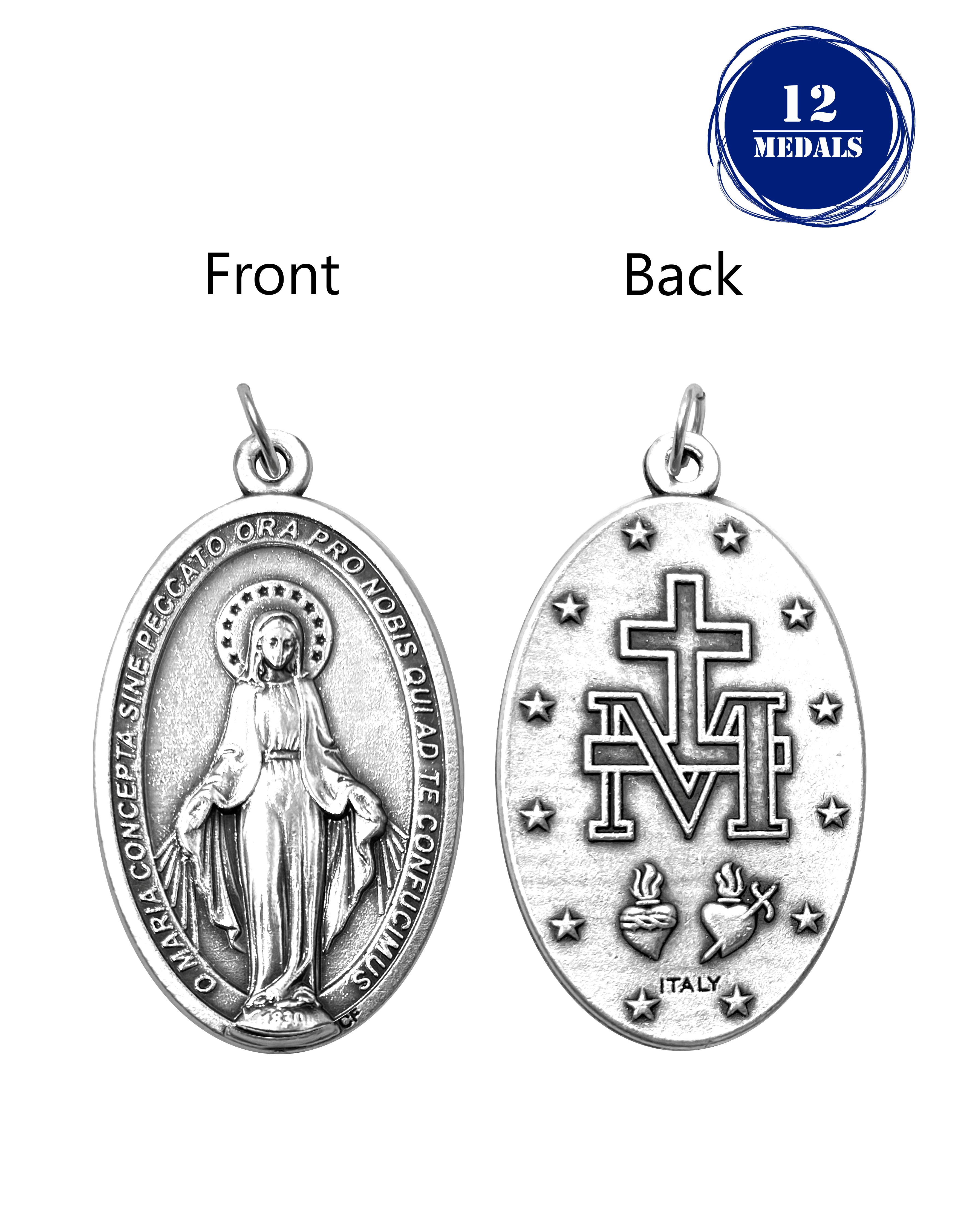 Pack of 12 Saints Medals in oxidized silver made in Italy 1.5" x 1.0"
