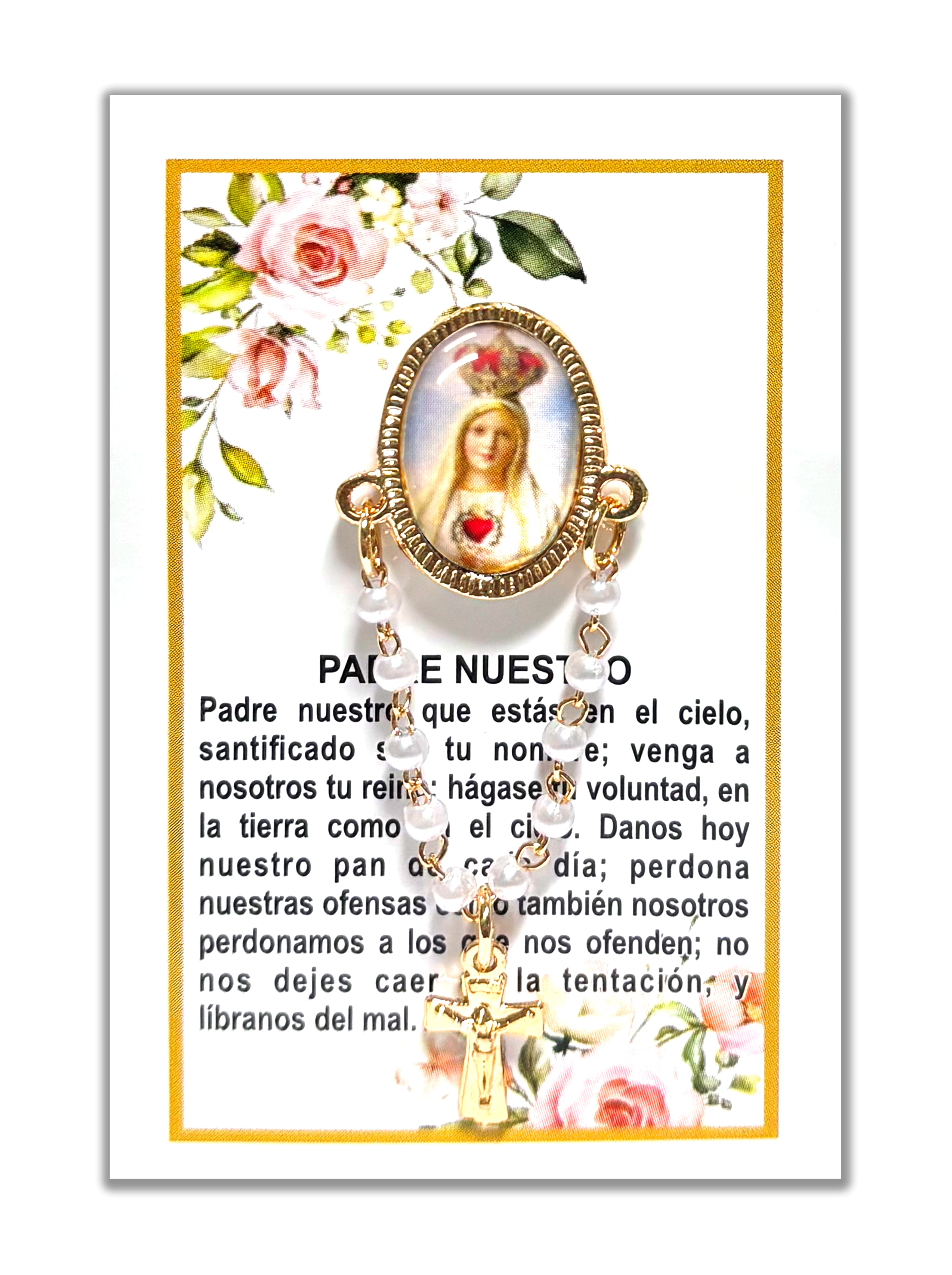 Oval lapel pin with religious images and decade included