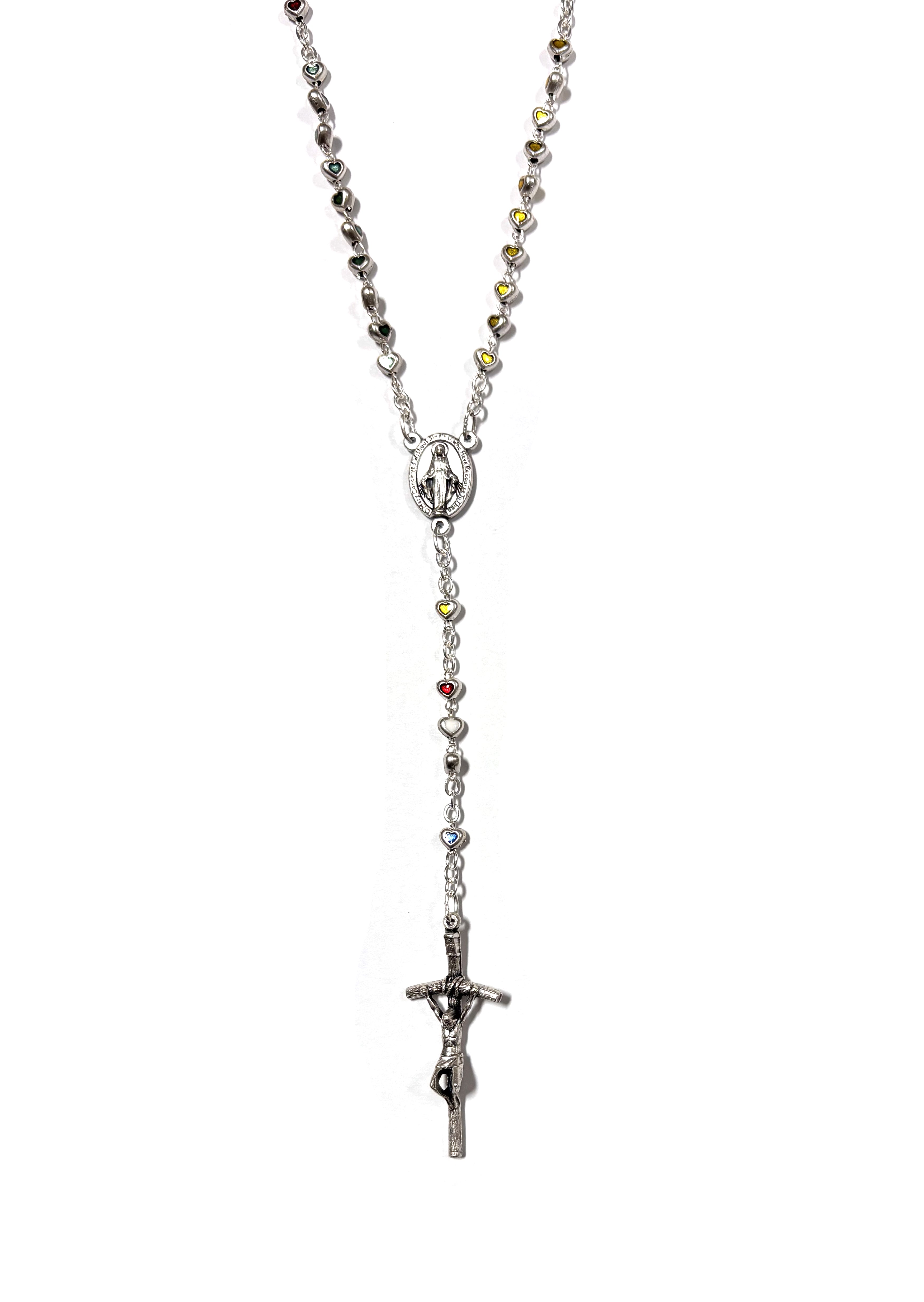 Heart colors beads Miraculous Medal Rosary