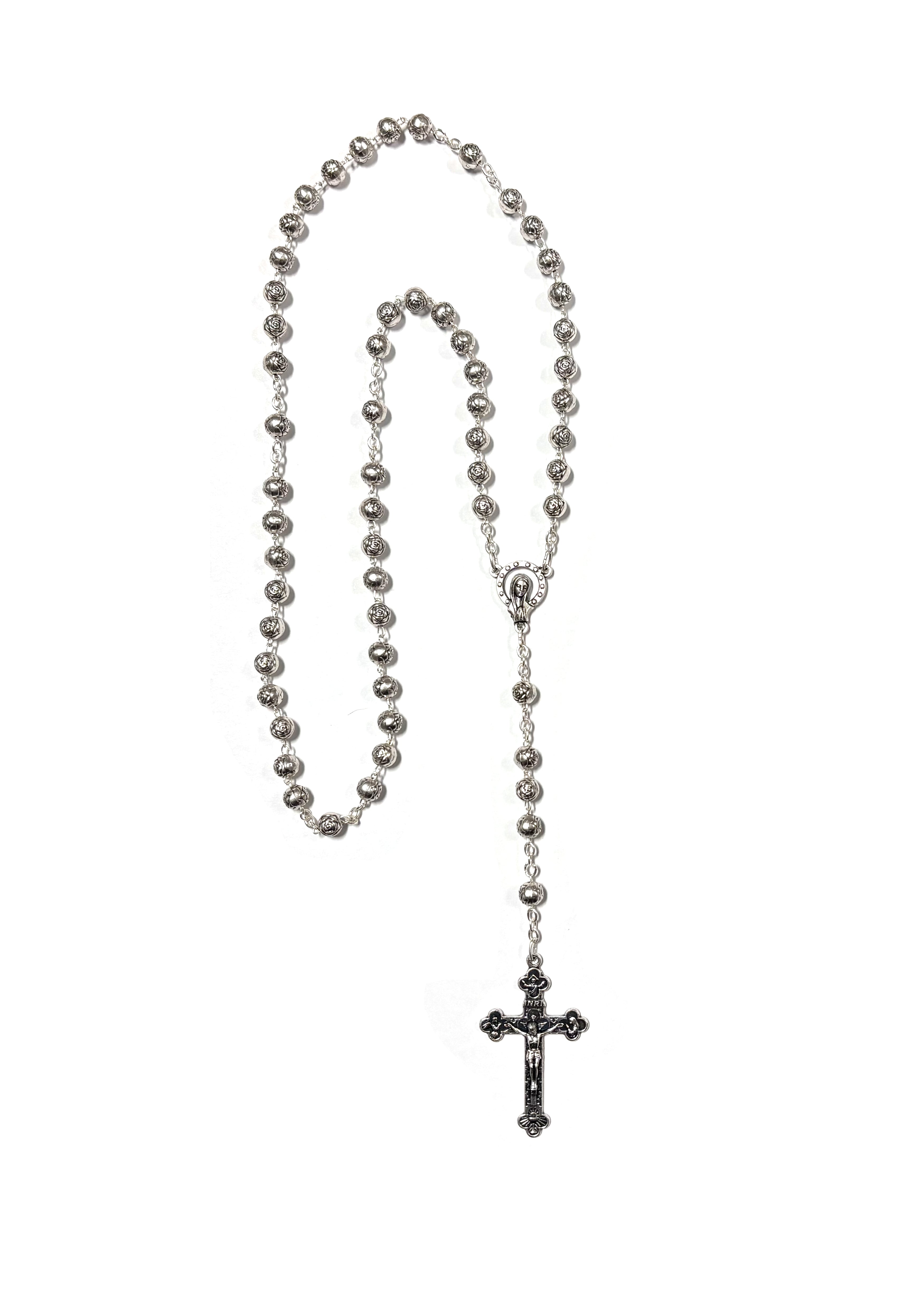 Silver-tone metal rosary of the Virgin Mary