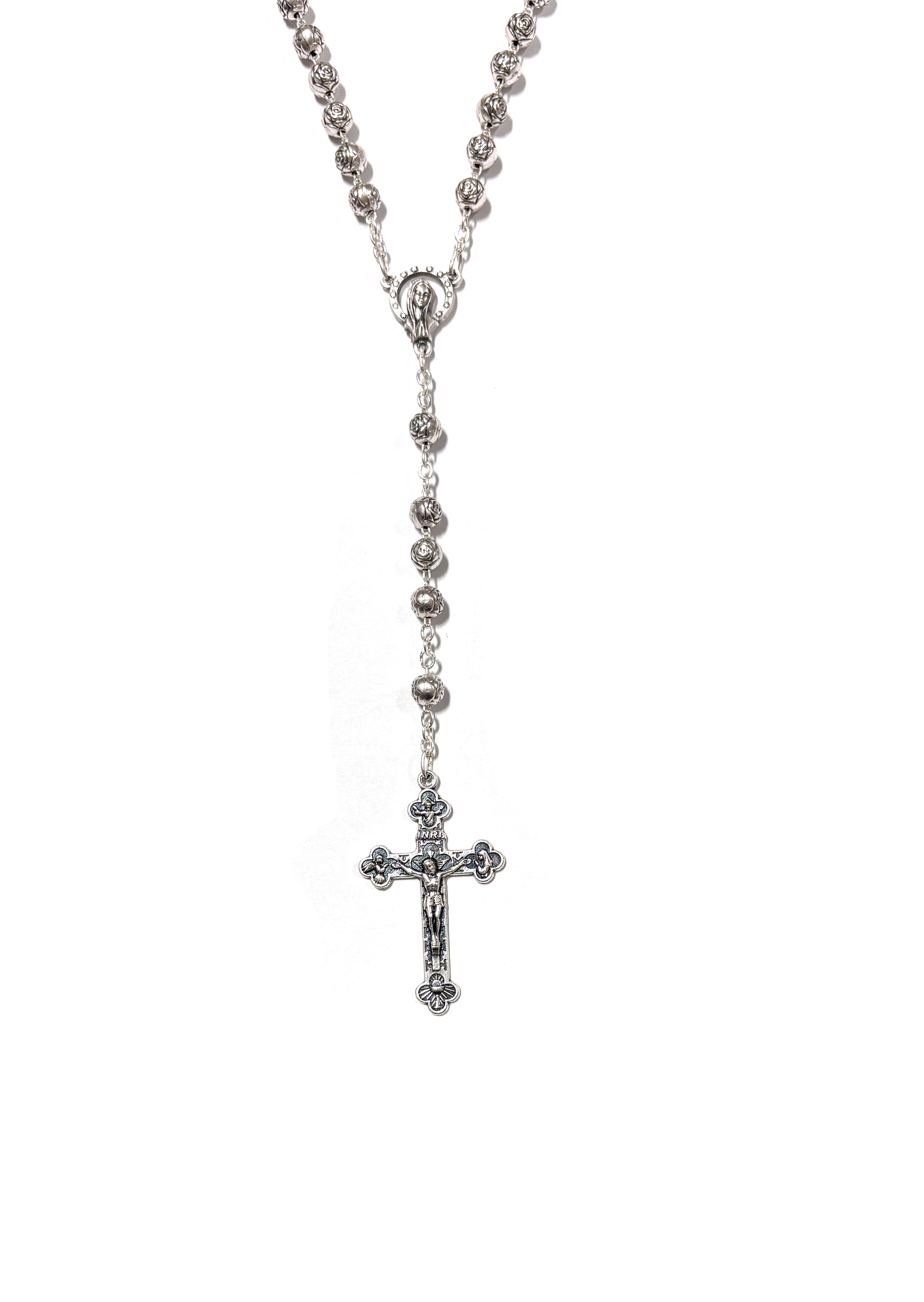 Silver-tone metal rosary of the Virgin Mary