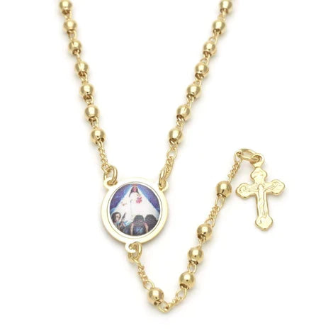 Caridad del cobre Rosary necklace 18” gld plt
