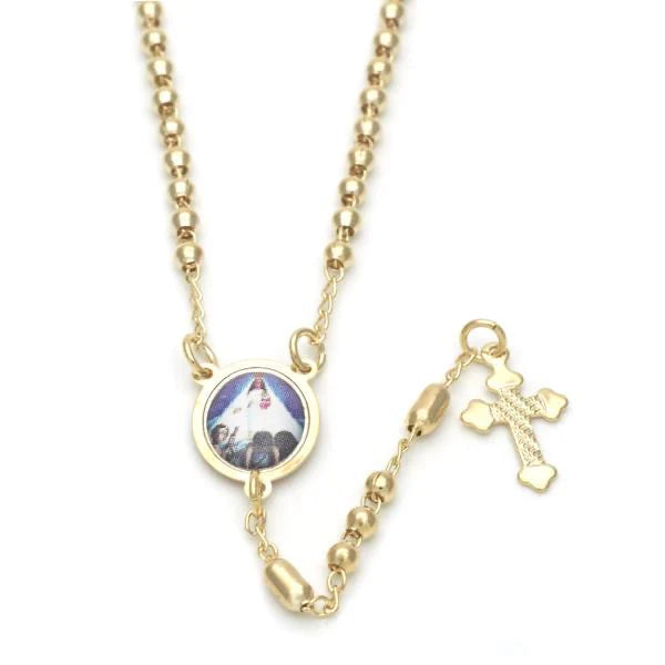 Rosary necklace with Caridad del Cobre Color medal 18”