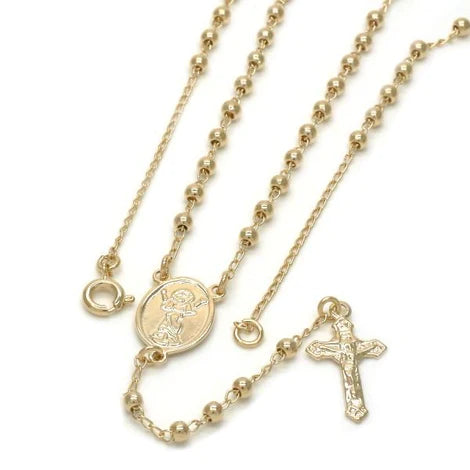 Small Rosary necklace with Divino Niño medal.  18” long