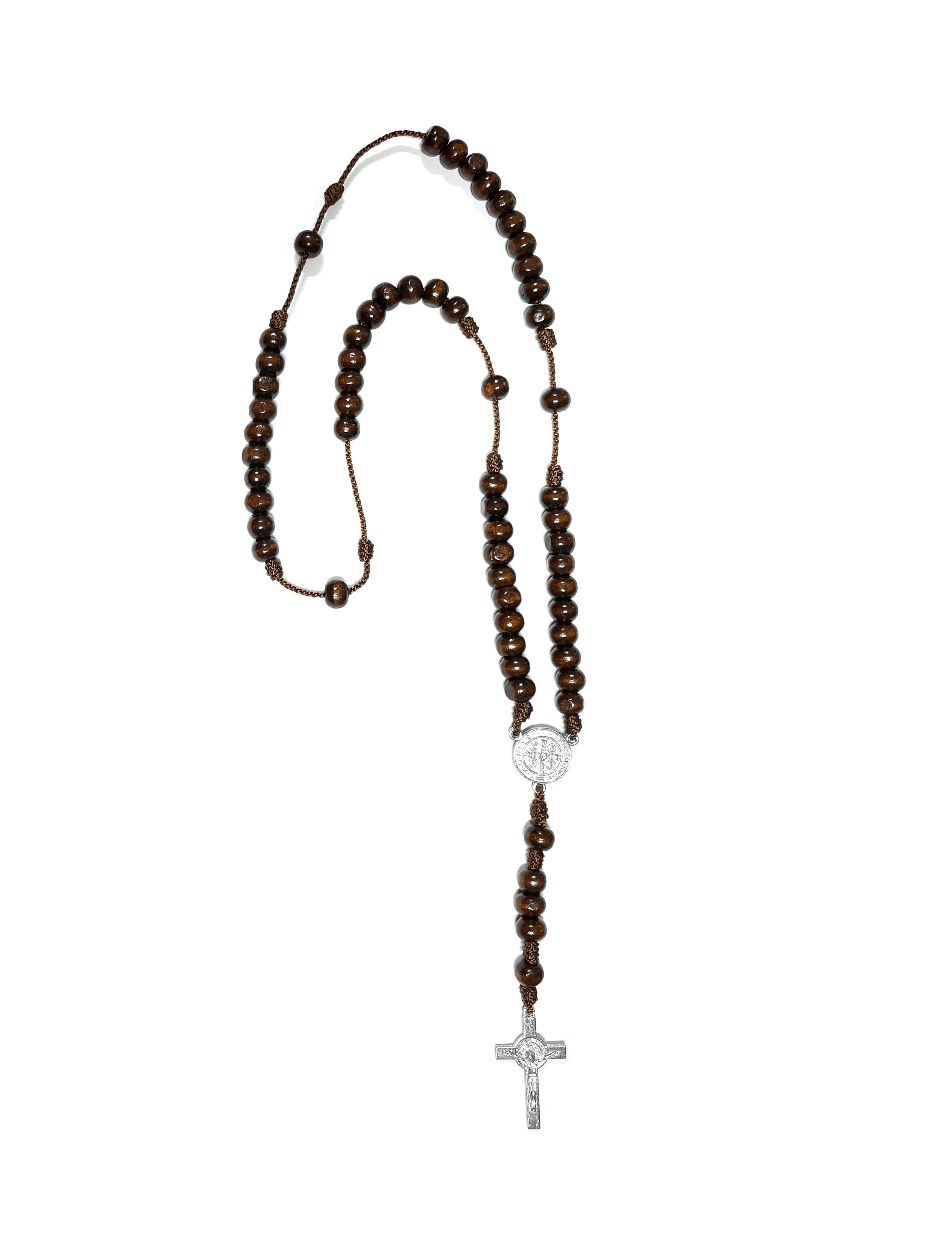 Rosary of Saint Benedict with wooden beads and cord