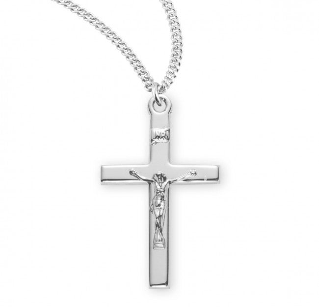 Sterling Silver High Polished Basic Crucifix 24"