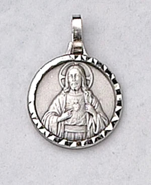 Sacred Heart Medal with Chain – French Nickel Silver – 5/8"