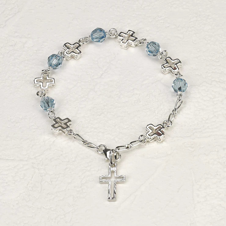 Austrian Crystal/Cross Rosary Bracelet