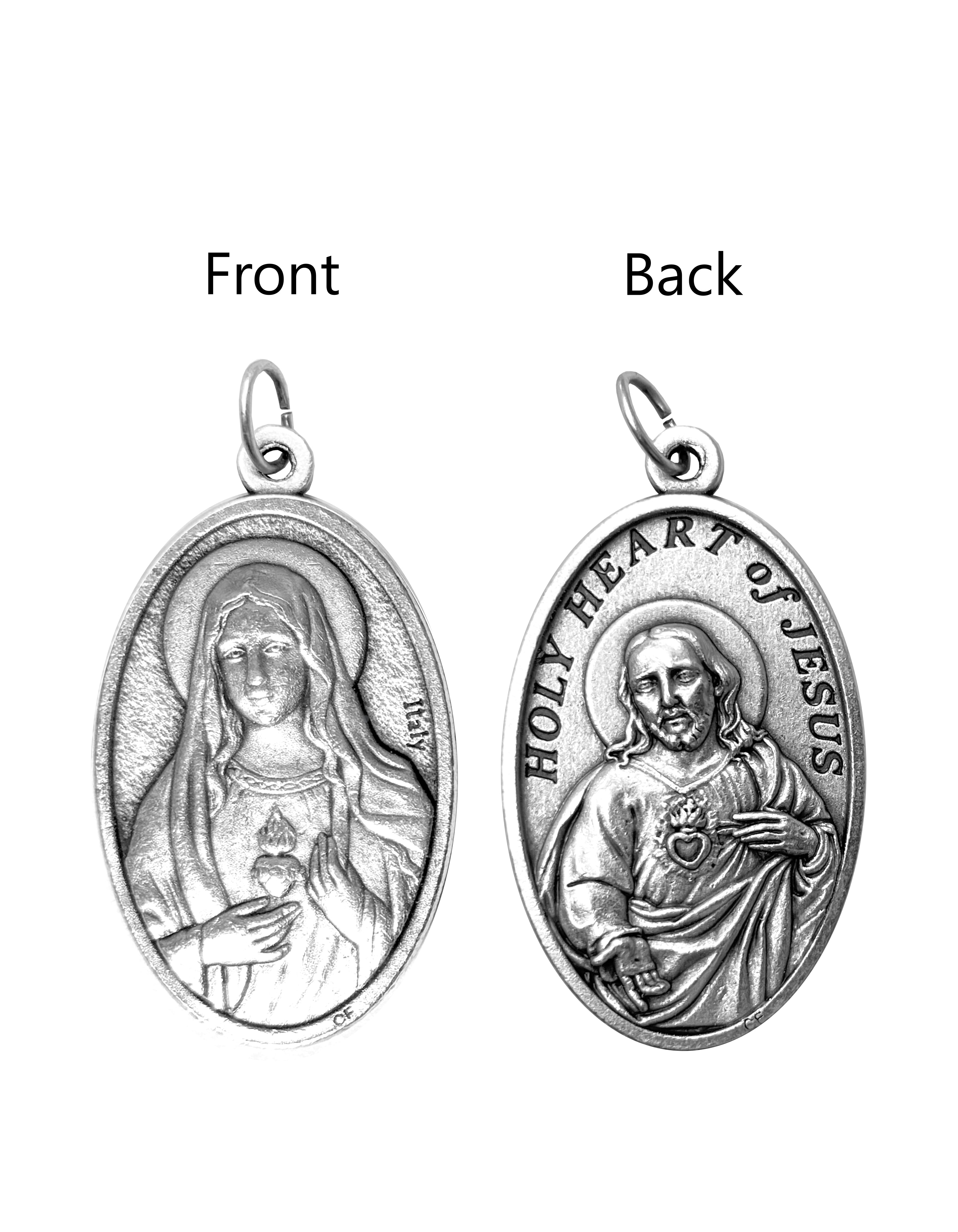 Saints Medals in oxidized silver made in Italy 1.5" x 1.0"