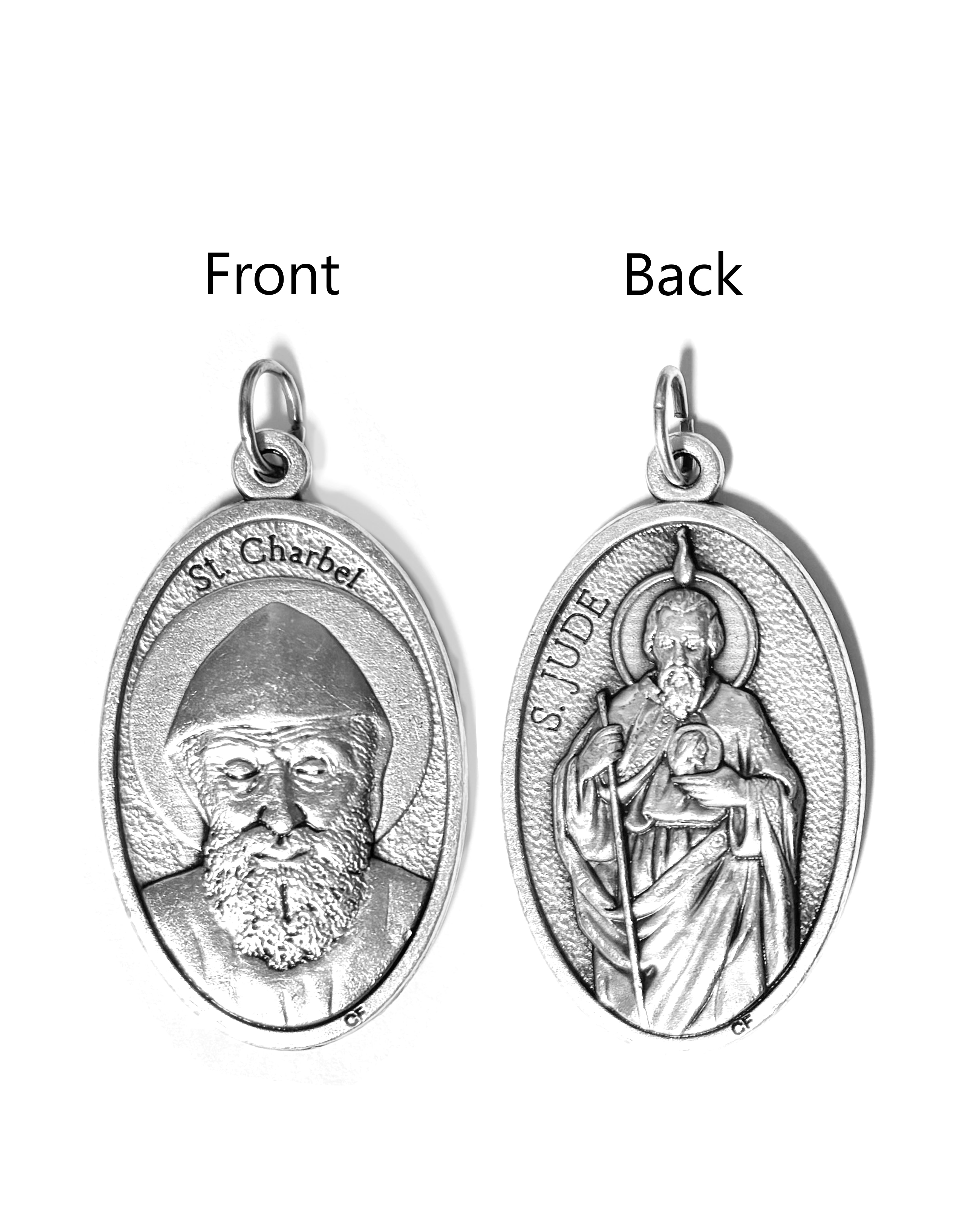 Saints Medals in oxidized silver made in Italy 1.5" x 1.0"