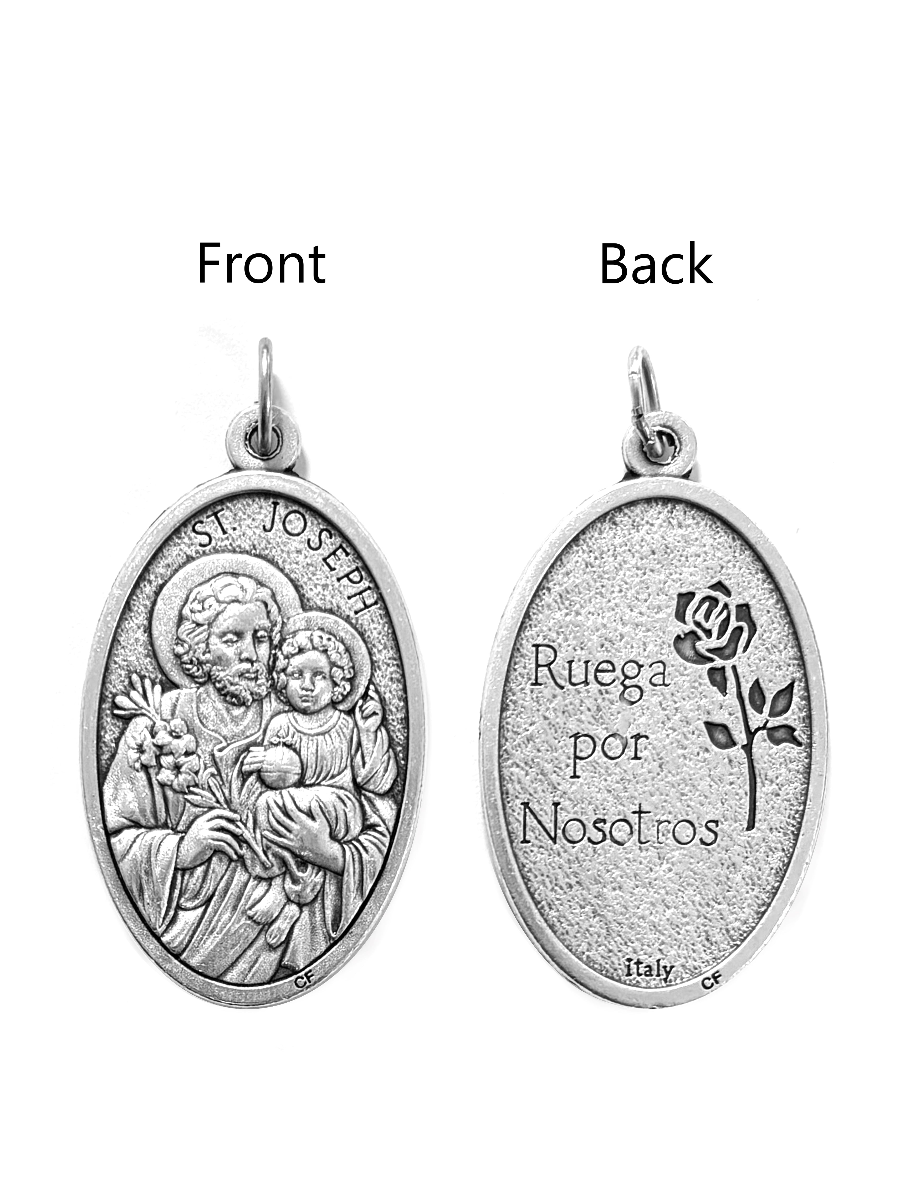 Saints Medals in oxidized silver made in Italy 1.5" x 1.0"