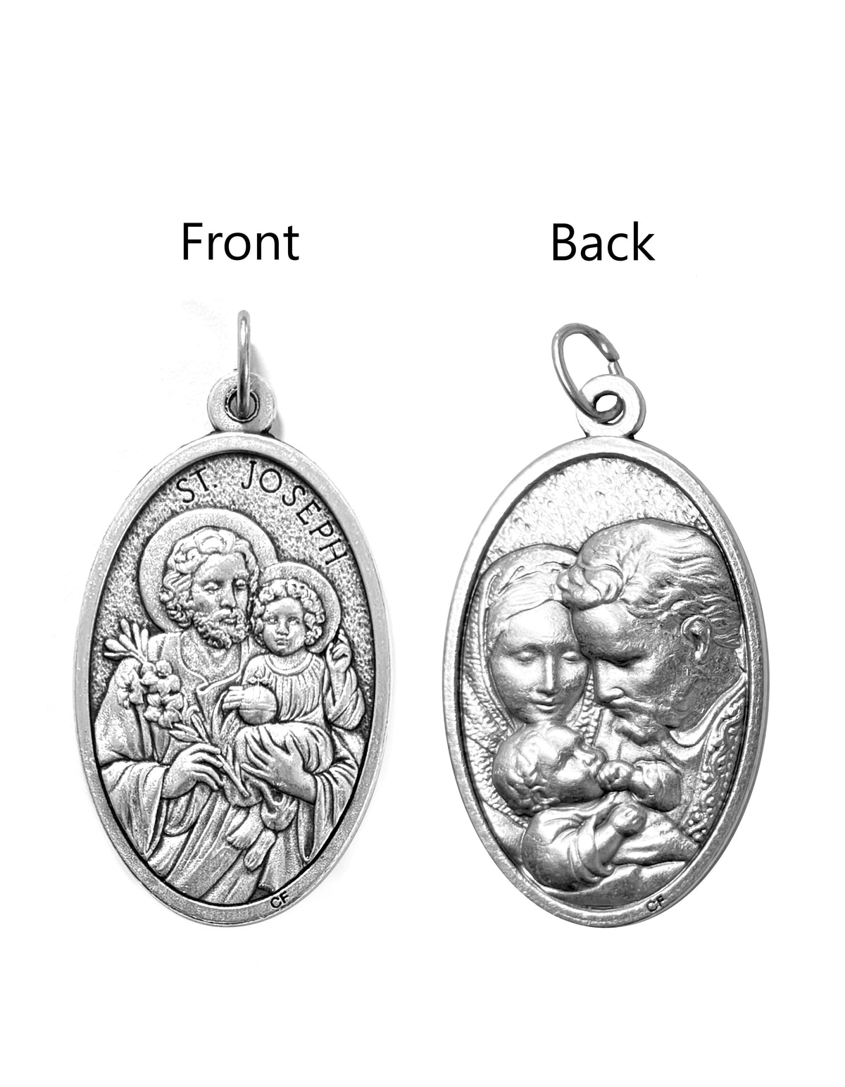 Saints Medals in oxidized silver made in Italy 1.5" x 1.0"