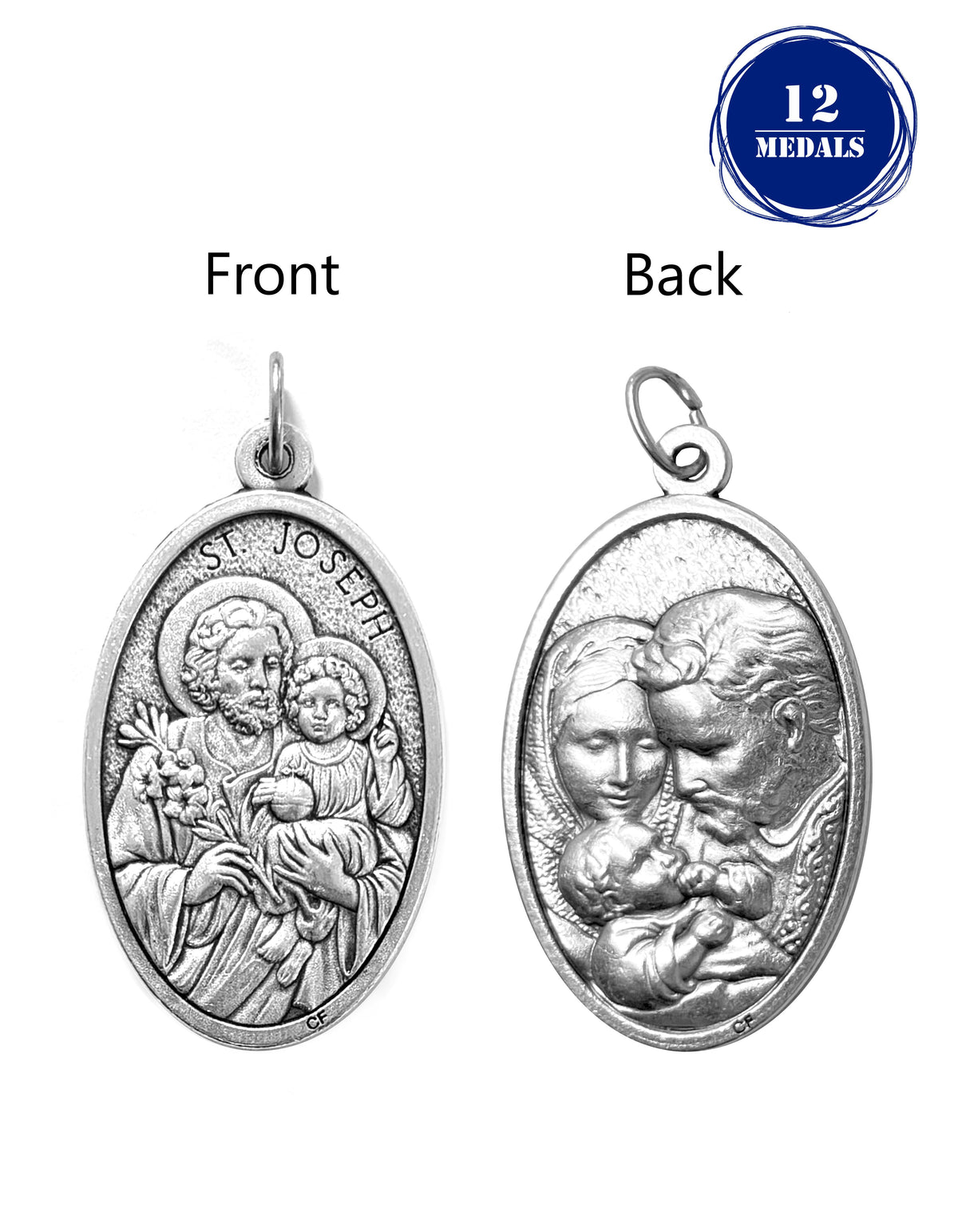 Pack of 12 Saints Medals in oxidized silver made in Italy 1.5" x 1.0"