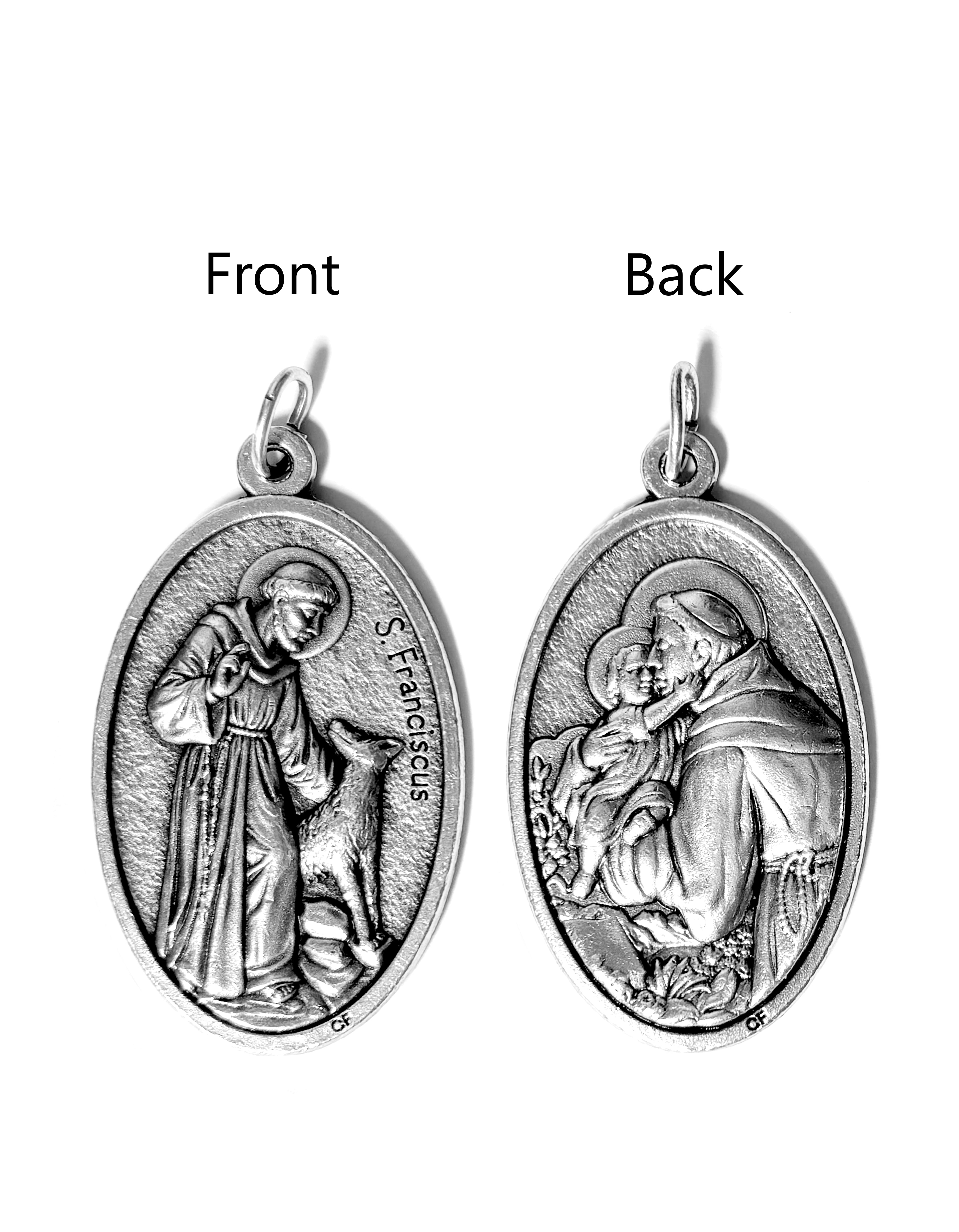 Saints Medals in oxidized silver made in Italy 1.5" x 1.0"