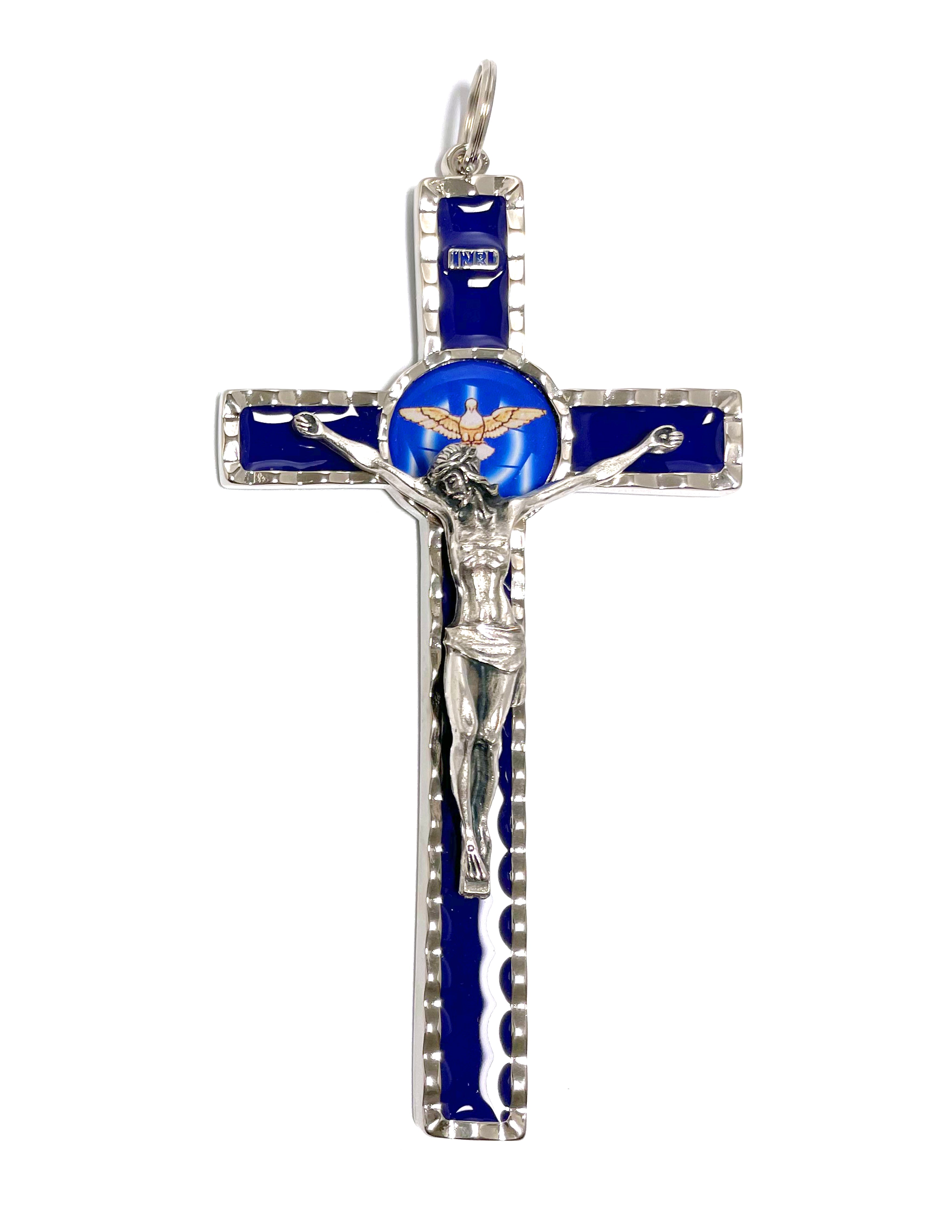 Holy Spirit Crucifix with enamel colors and gold and silver tone