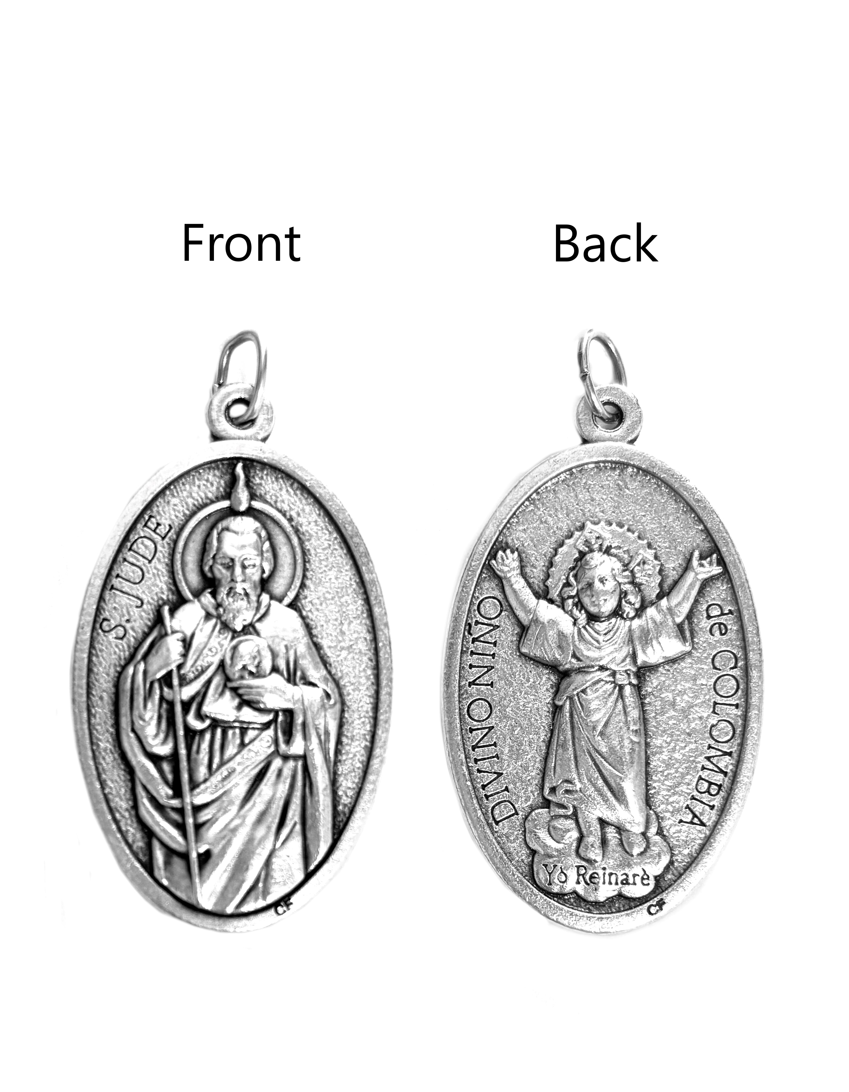 Saints Medals in oxidized silver made in Italy 1.5" x 1.0"