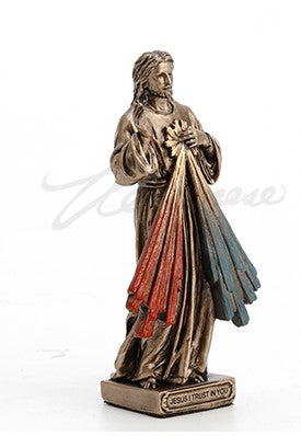 Divine Mercy Mini Bronze and Color Statue 3 3/8"