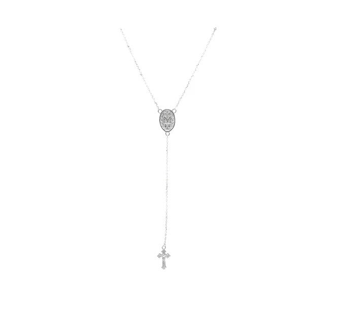 925 Sterling Silver Necklace Rosary with Miraculous medal at the center