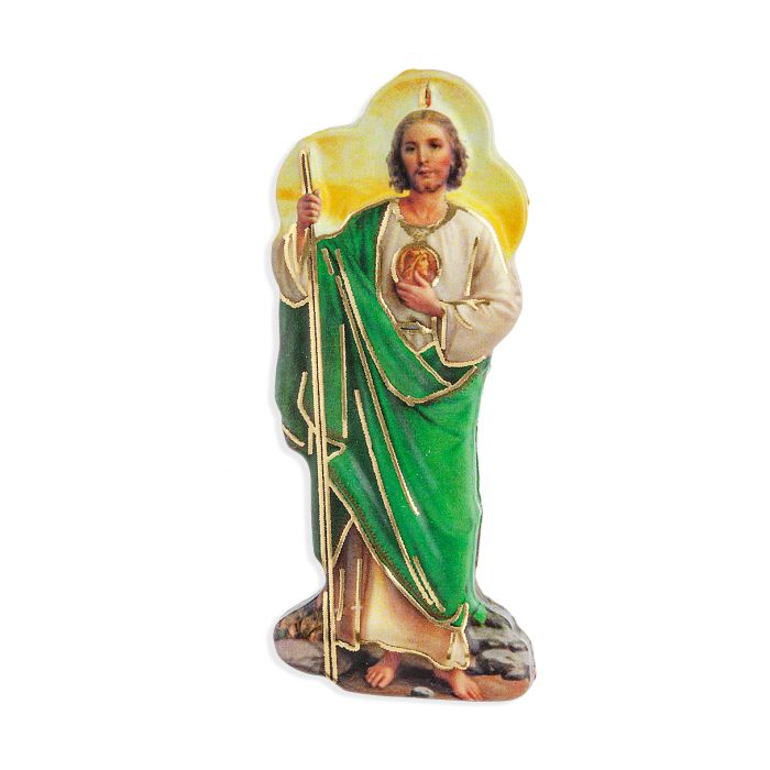 3" Magnetic Resin Statuette of the Saint Jude in 2D with Gold Highlights