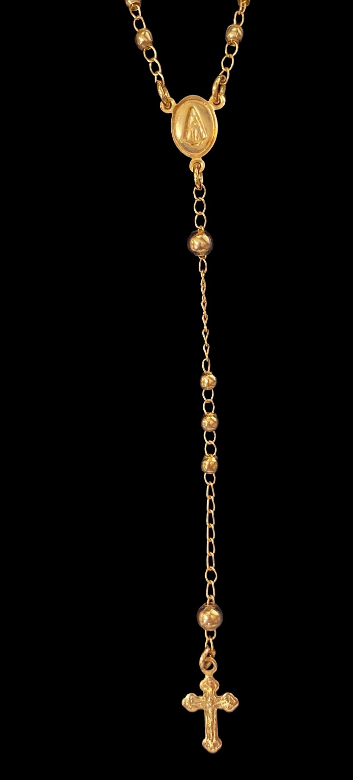 Caridad del Cobre x-sml Center 18k GF Rosary Necklace