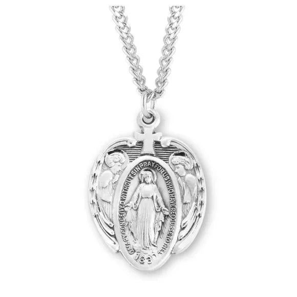 Sterling Angels Miraculous Medal 18" Ch