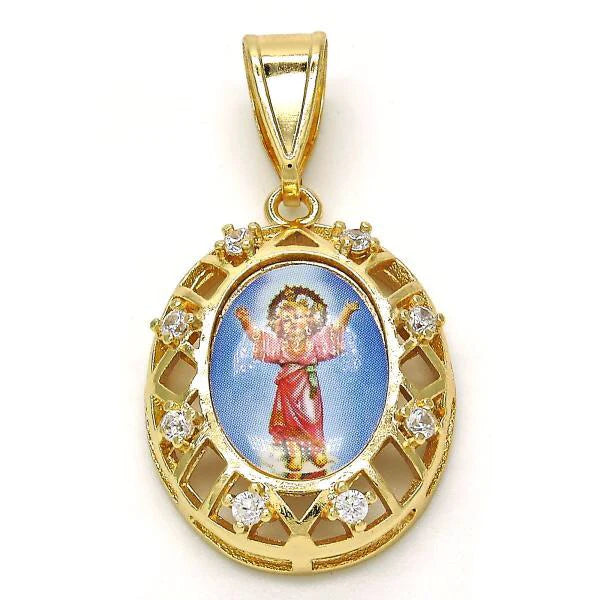 Baby Jesus Medal in color with cubic zirconia.  It comes with a  20” chain
