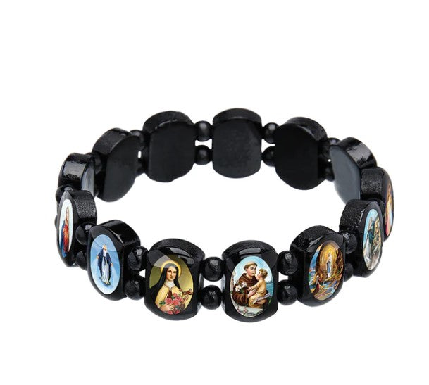 Black Wood Saints' Stretchable Bracelet