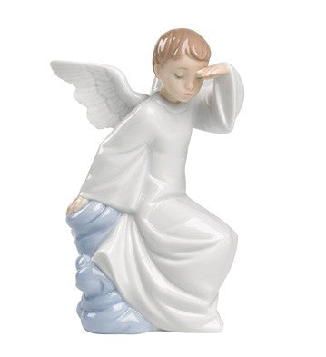NAO Watching Over You. Porcelain Guardian Angel Figure.