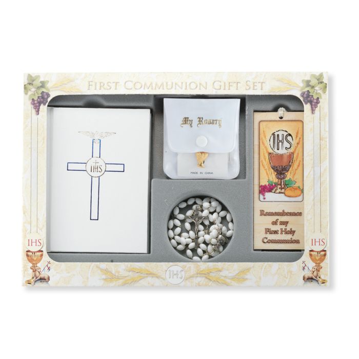 First Communion Gift Set with White Text Book Cove