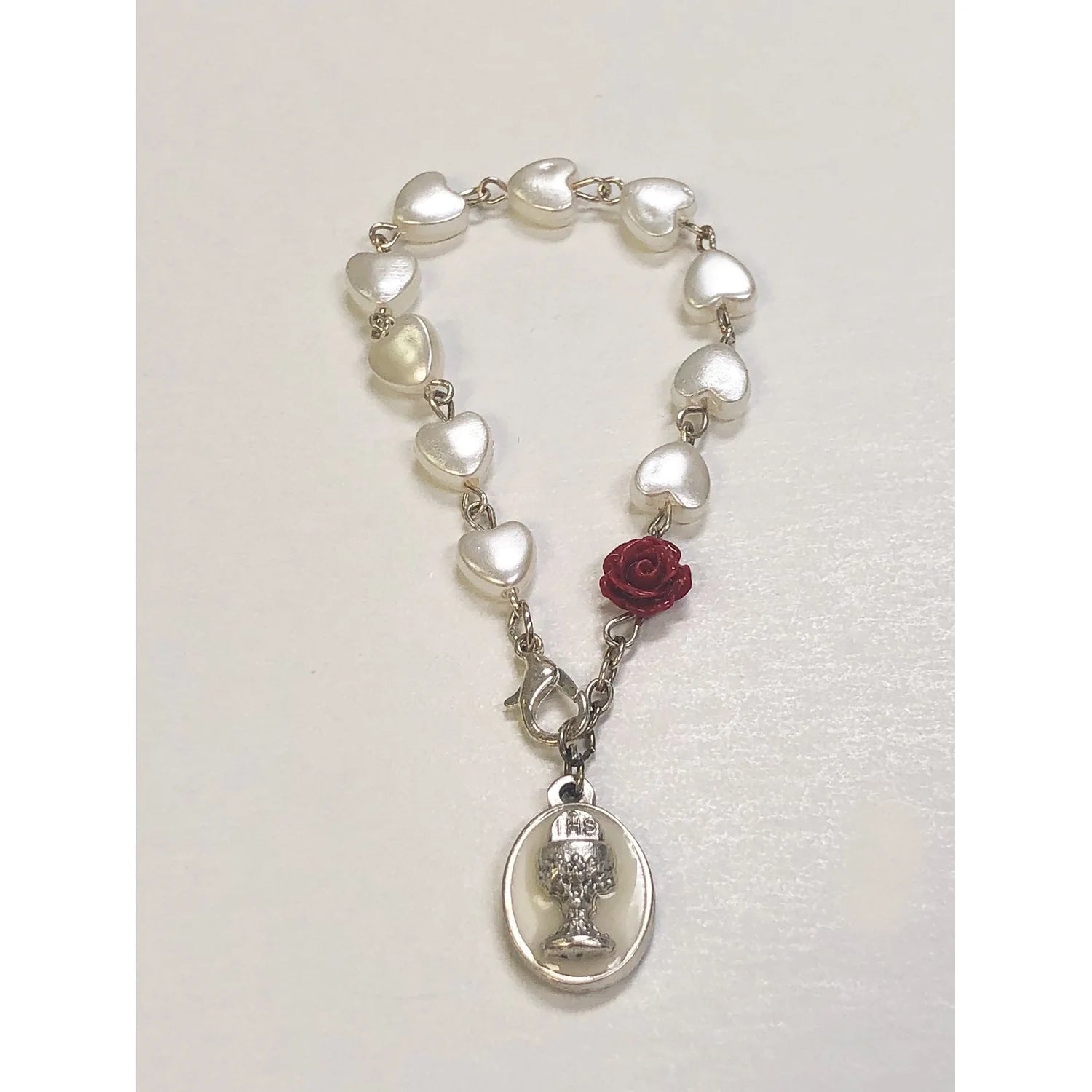 Pearl Heart Shaped Communion Bracelet.