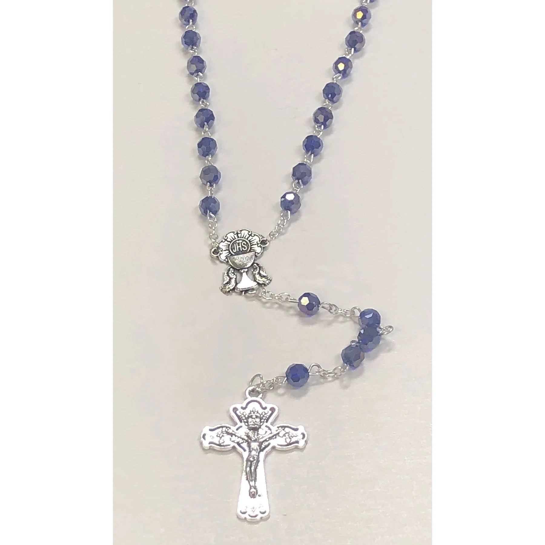 Blue Glass First Holy Communion Rosary