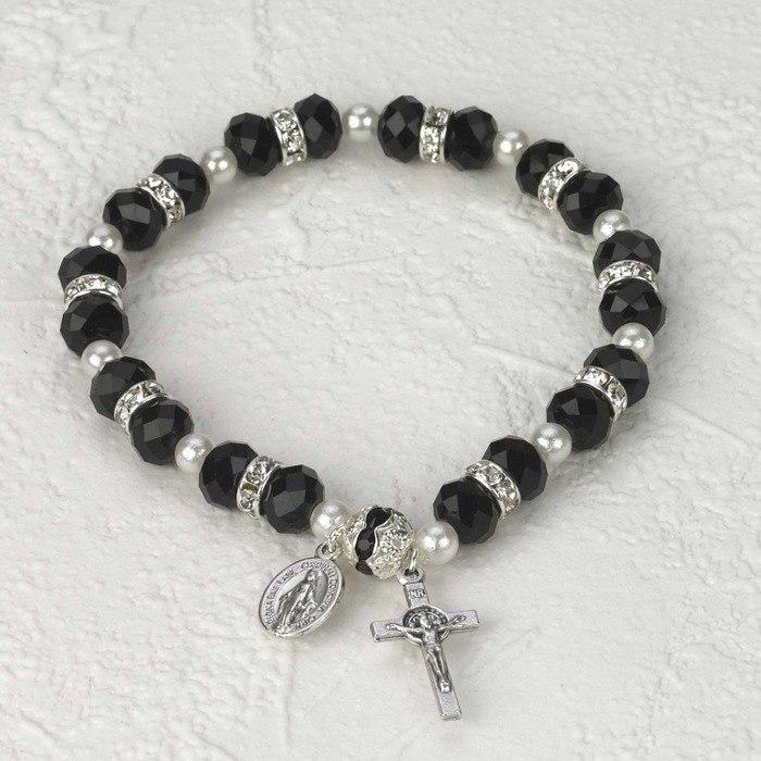 Black Crystal Rosary Bracelet